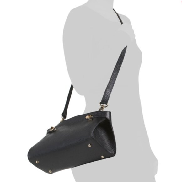 Anna Paola Black Leather Crossbody HandBag Italy - Picture 15 of 16